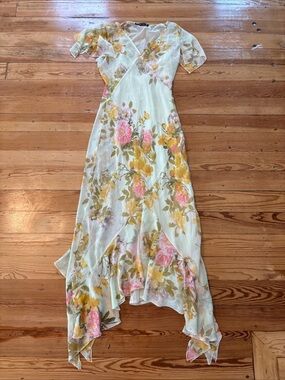 Abercrombie & Fitch Floral Flutter Midi Dress SP Small Petite